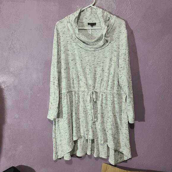 Women's Lane Bryant LS‎ Waffle Knit Cowl Neck Drawstring Hi Lo Tunic 2X 18 20 - Picture 2 of 5